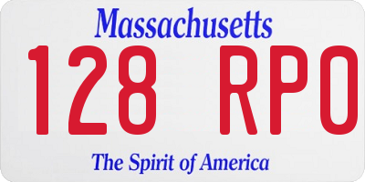 MA license plate 128RP0
