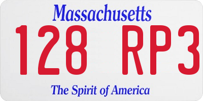 MA license plate 128RP3