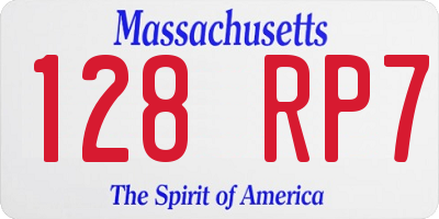 MA license plate 128RP7
