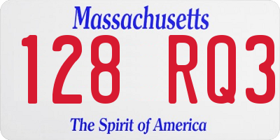 MA license plate 128RQ3