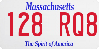 MA license plate 128RQ8