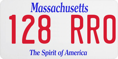MA license plate 128RR0