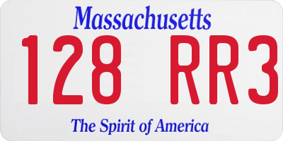 MA license plate 128RR3