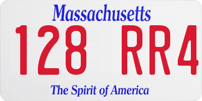 MA license plate 128RR4