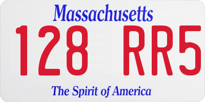 MA license plate 128RR5