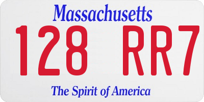 MA license plate 128RR7