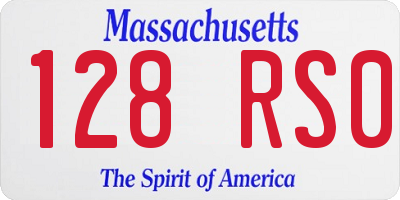 MA license plate 128RS0