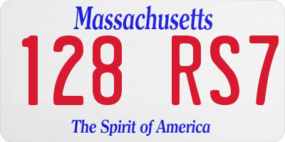 MA license plate 128RS7