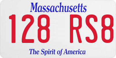 MA license plate 128RS8