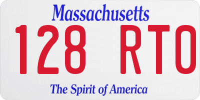 MA license plate 128RT0
