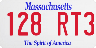MA license plate 128RT3