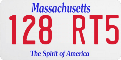 MA license plate 128RT5