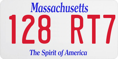 MA license plate 128RT7