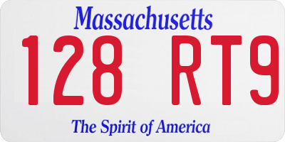 MA license plate 128RT9