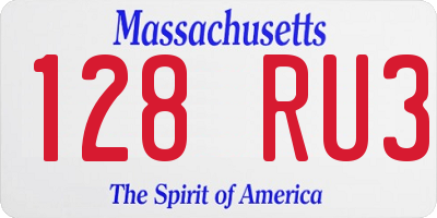 MA license plate 128RU3