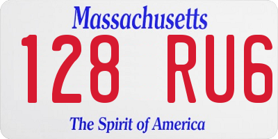 MA license plate 128RU6