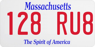 MA license plate 128RU8