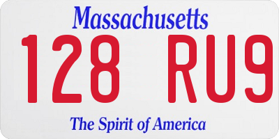 MA license plate 128RU9
