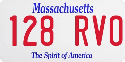 MA license plate 128RV0