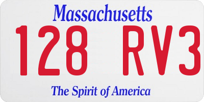MA license plate 128RV3