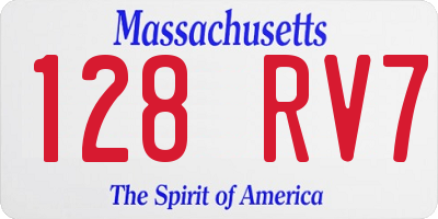 MA license plate 128RV7