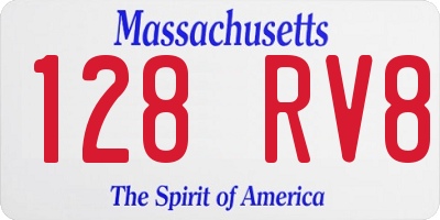 MA license plate 128RV8