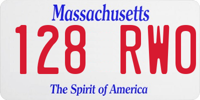 MA license plate 128RW0