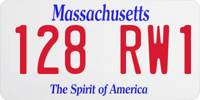 MA license plate 128RW1
