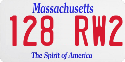 MA license plate 128RW2