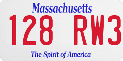 MA license plate 128RW3