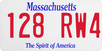 MA license plate 128RW4
