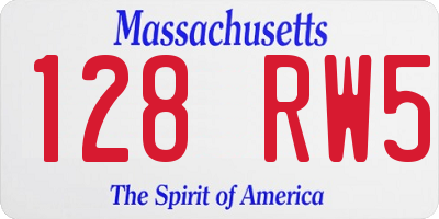 MA license plate 128RW5