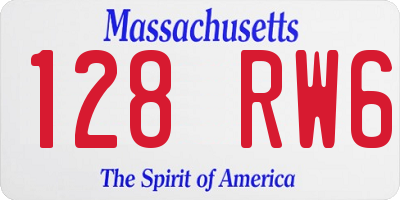MA license plate 128RW6