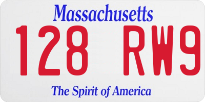 MA license plate 128RW9