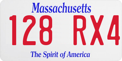 MA license plate 128RX4