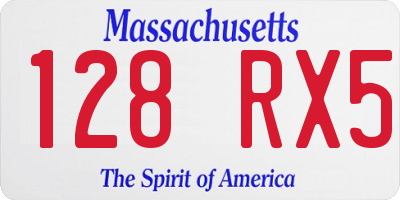 MA license plate 128RX5