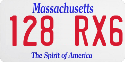 MA license plate 128RX6