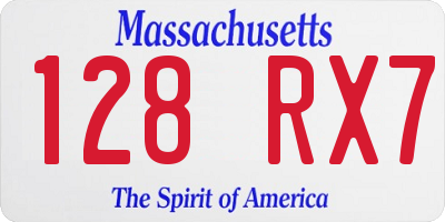 MA license plate 128RX7