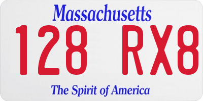 MA license plate 128RX8