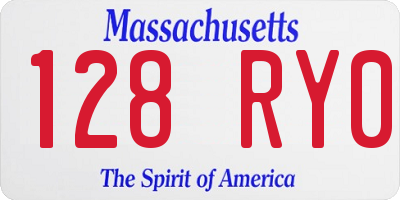 MA license plate 128RY0