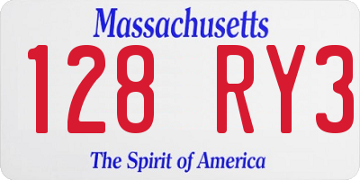 MA license plate 128RY3