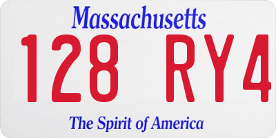 MA license plate 128RY4