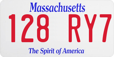 MA license plate 128RY7