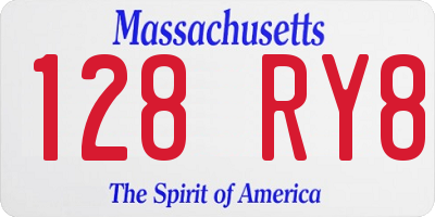MA license plate 128RY8