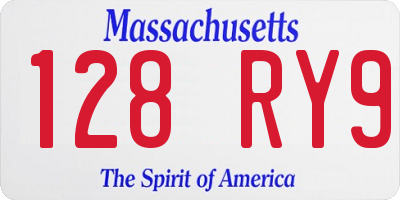 MA license plate 128RY9
