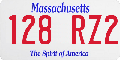 MA license plate 128RZ2