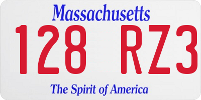 MA license plate 128RZ3