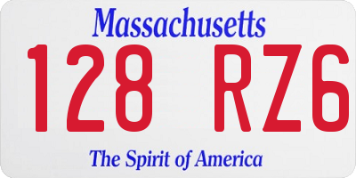 MA license plate 128RZ6