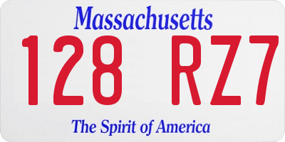 MA license plate 128RZ7