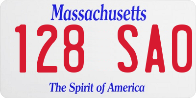 MA license plate 128SA0